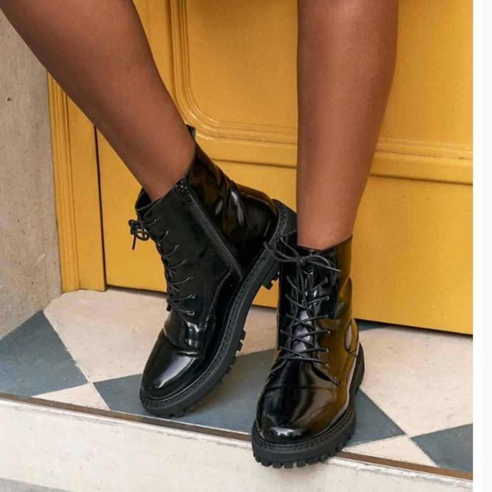 JustFab Giovanna Black Combat Boot